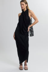 Halter Neck Asymmetrical Dress with Lace