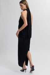 Halter Neck Asymmetrical Dress with Lace