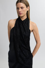 Halter Neck Asymmetrical Dress with Lace