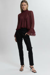Gathered Neck Ruffle Top