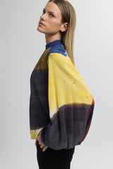 Gathered Neck Puff Sleeve Blouse