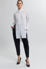 High Low Blouse with Pearls