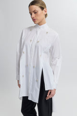 High Low Blouse with Pearls