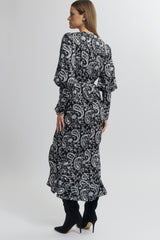 V-Neck Wrap Dress with Ruffle