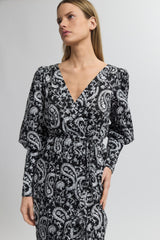 V-Neck Wrap Dress with Ruffle