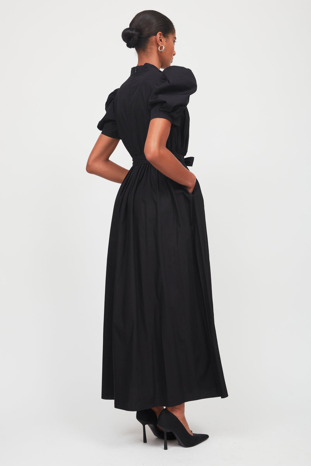 V-Neck Gathered Shoulder Dress - ARIAS New York