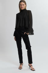 Gathered Neck Ruffle Top