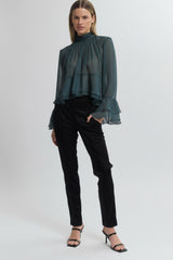 Gathered Neck Ruffle Top