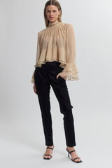 Gathered Neck Ruffle Top