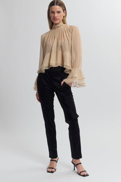 【最終価格】Wanderclad etc..　別注Ruffle Neck Top Wanderclad etc.. ワンダークラッド Ruffle Neck Top