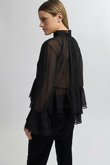 Gathered Neck Ruffle Top