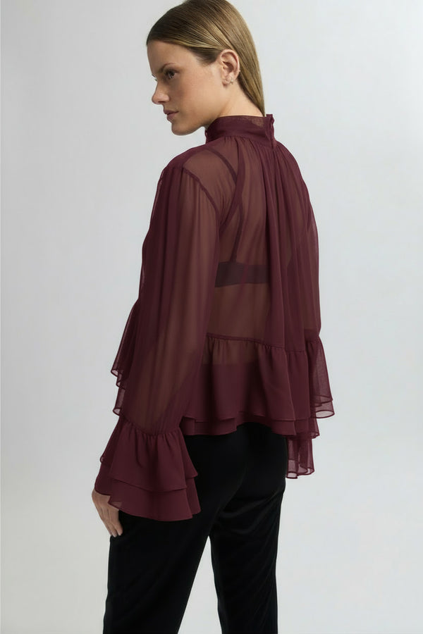 Gathered Neck Ruffle Top