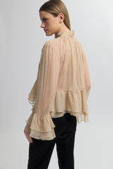 Gathered Neck Ruffle Top