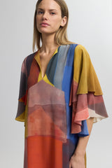 Tiered Flap Sleeve Dress