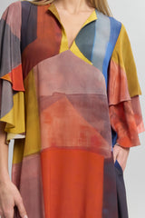 Tiered Flap Sleeve Dress