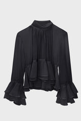 Gathered Neck Ruffle Top