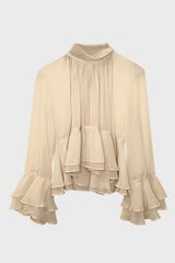 Gathered Neck Ruffle Top